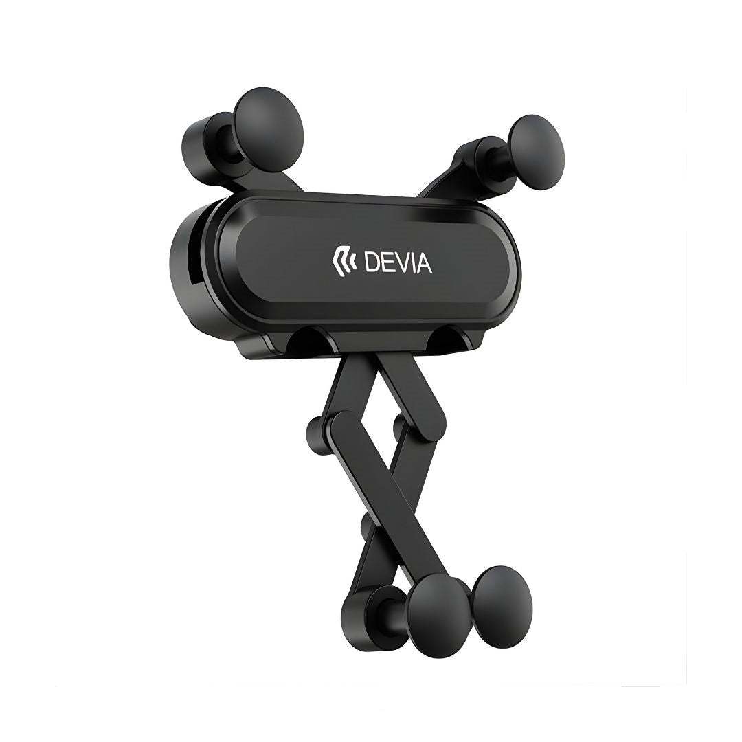 Devia ES071 Kintone crni gravitacioni držač za telefon koji se montira na ventilaciju u automobilu.