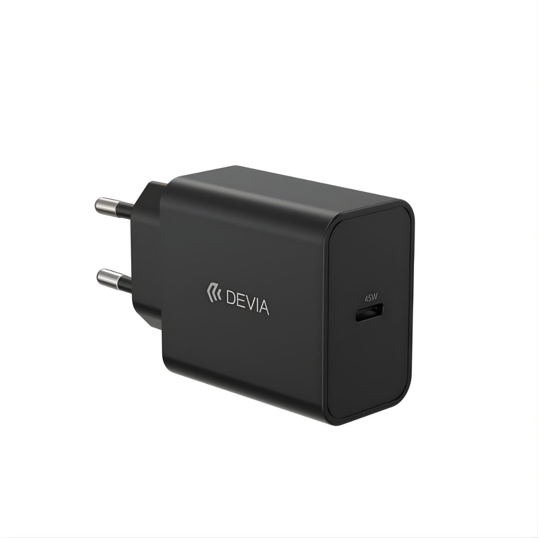 Devia Rocket Series 45W PD brzi kućni punjač adapter crne boje bez kabla.