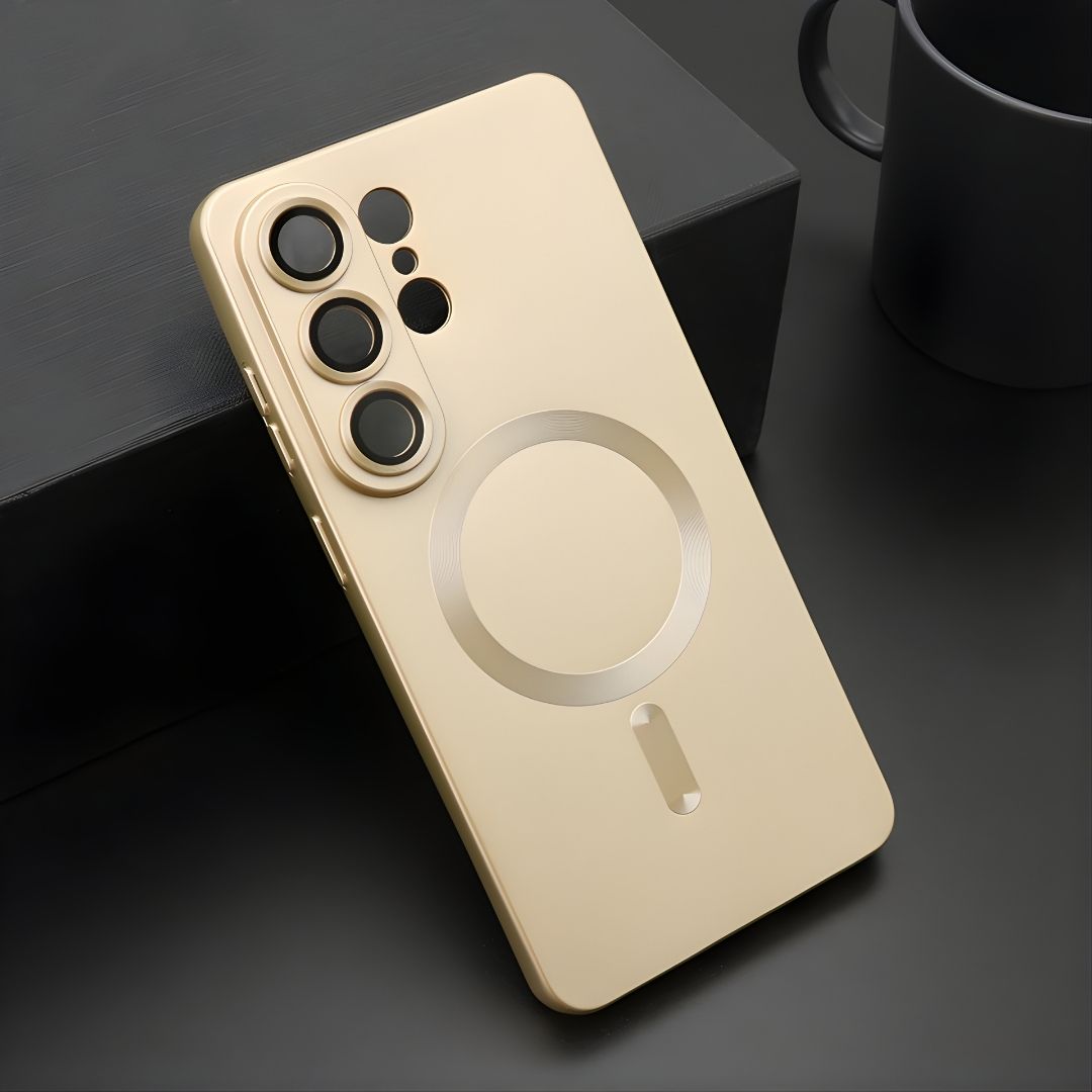 Zlatna Elegant MagSafe silikonska maska za Samsung Galaxy S26 Ultra sa zaštitnim staklima za kameru