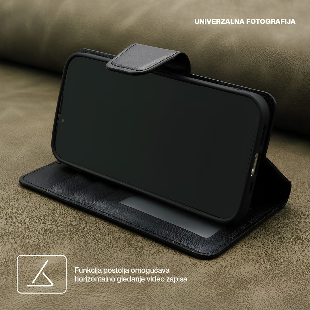 Prikaz funkcije postolja i otvora za S-Pen na crnoj Hanman maski za S26 Ultra.