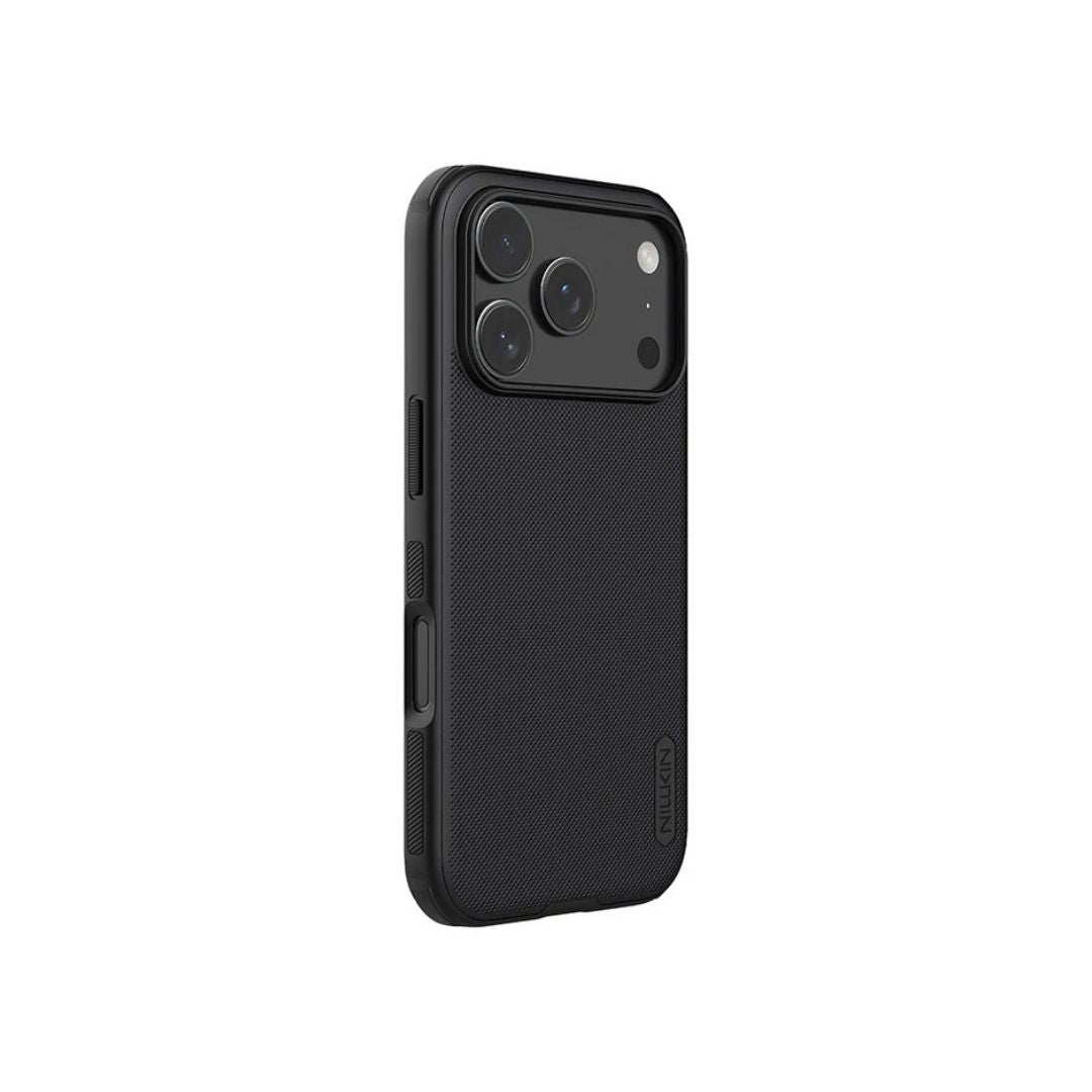 Prikaz mat hrapave teksture Nillkin Frosted maske za iPhone 17 Pro protiv otisaka prstiju