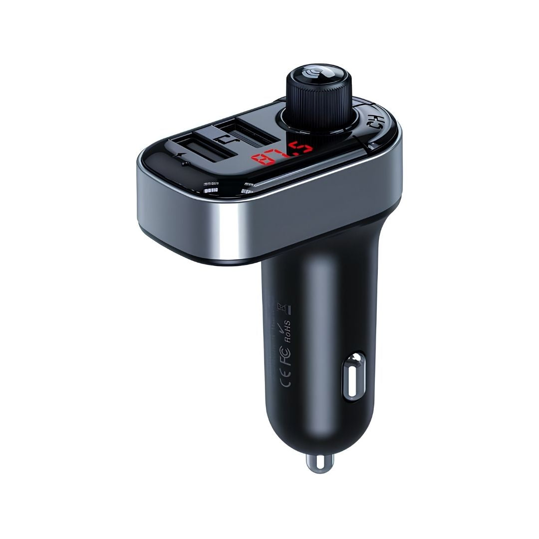 XO-BCC10 Bluetooth FM transmiter crne boje sa dva USB porta i LED ekranom za automobil.